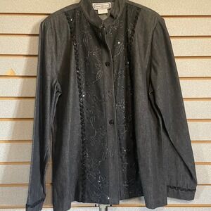 Saint Germain Paris Black Embellished Button Down Jacket - Women's‎